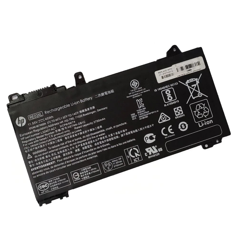 [Original] Hp ProBook 450 G7 Core i7 Laptop Battery - 11.55v 45w RE03XL 3Cell