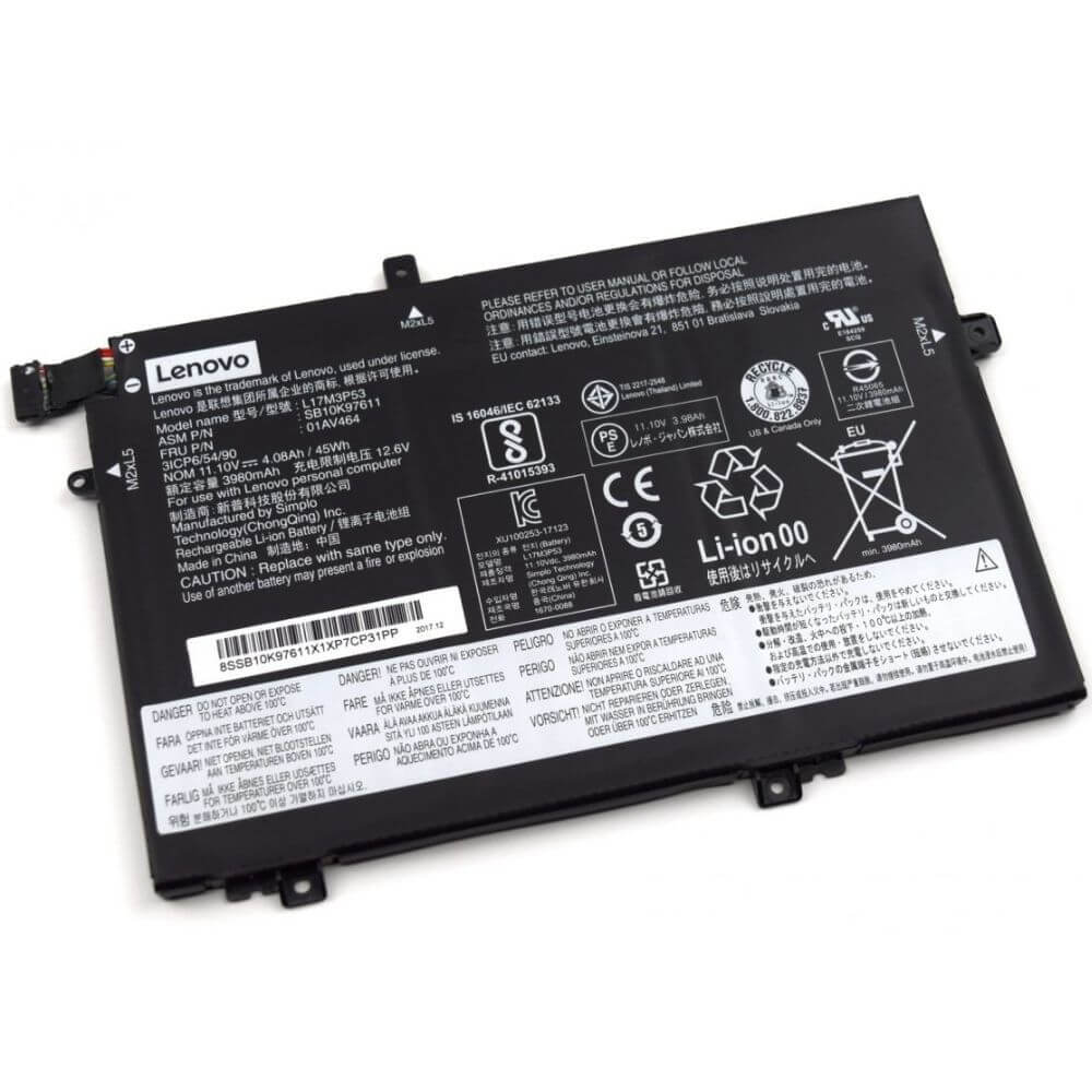 [ORIGINAL] Lenovo ThinkPad L480 20LS0019UK Laptop Battery - 11.1v 45w L17M3P53