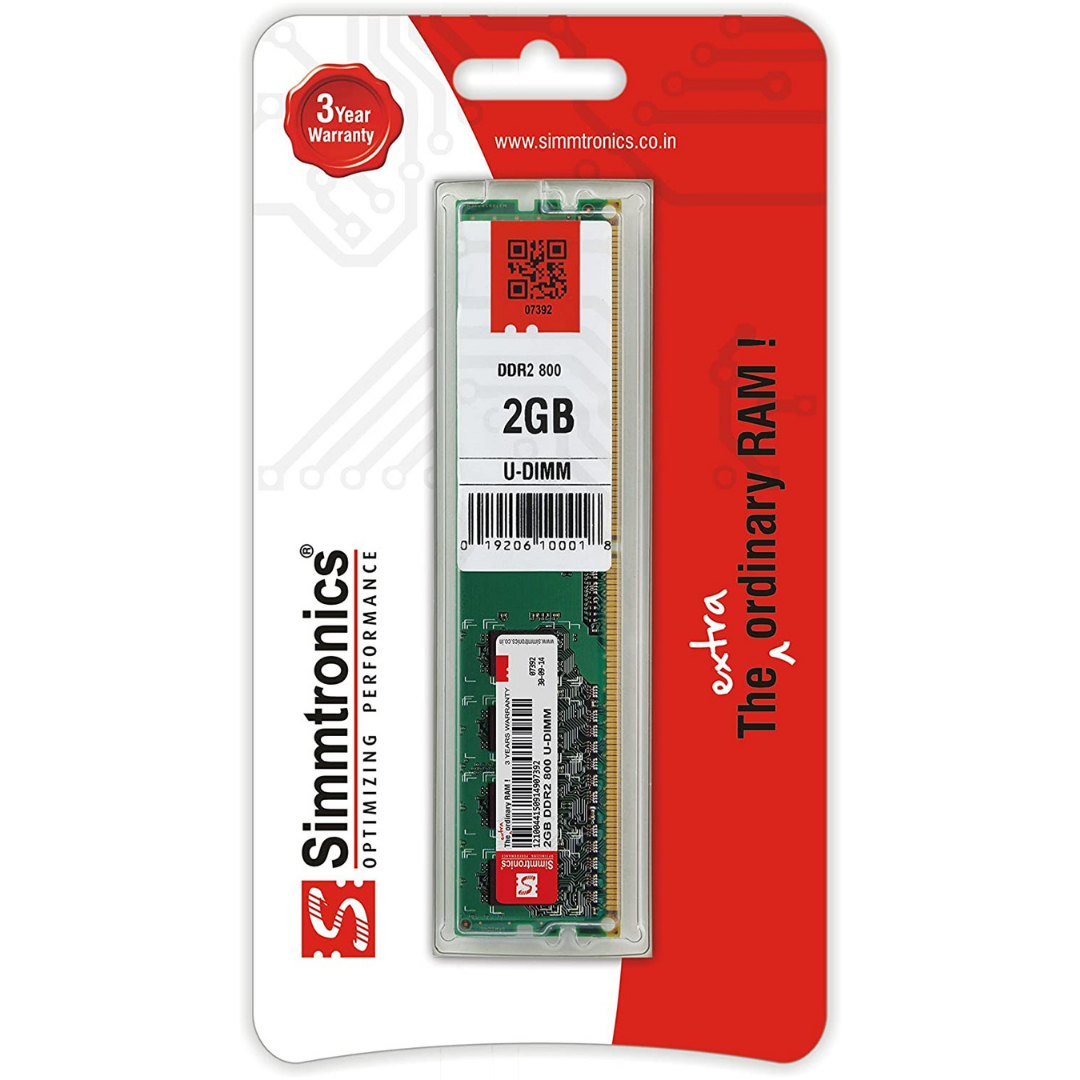 Simmtronics 2GB DDR2 Desktop RAM 800 MHz (PC 6400) with 3 Year Warranty Desktop P